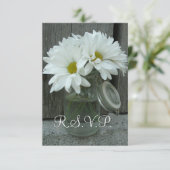 Land / Stallhochzeit RSVP - Daisies Mason Jar (Stehend Vorderseite)
