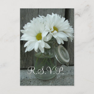 Land / Stallhochzeit RSVP - Daisies Mason Jar Karte