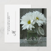 Land / Stallhochzeit RSVP - Daisies Mason Jar Karte (Vorne/Hinten)