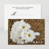 Land / Stallhochzeit RSVP - Daisy Bouquet & Hay Karte (Vorne/Hinten)