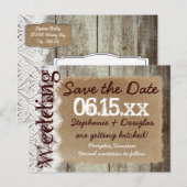 Land Stallholz rustikale Save the Date Postkarten (Vorne/Hinten)