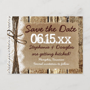 Land Stallholz rustikale Save the Date Postkarten