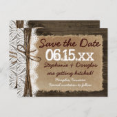 Land Stallholz rustikale Save the Date Postkarten (Vorne/Hinten)