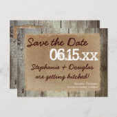 Land Stallholz rustikale Save the Date Postkarten (Vorne/Hinten)