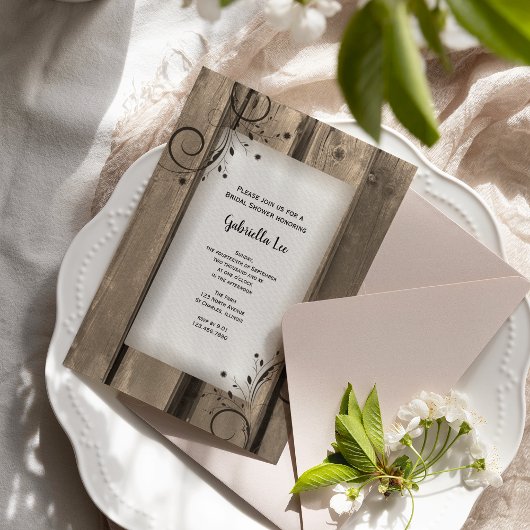 Land Stallholz und Blume Brautparty Einladung