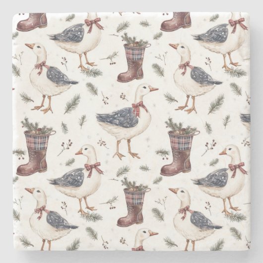 Land-Stiefel-Gans-Weihnachten Steinuntersetzer (Vorderseite)