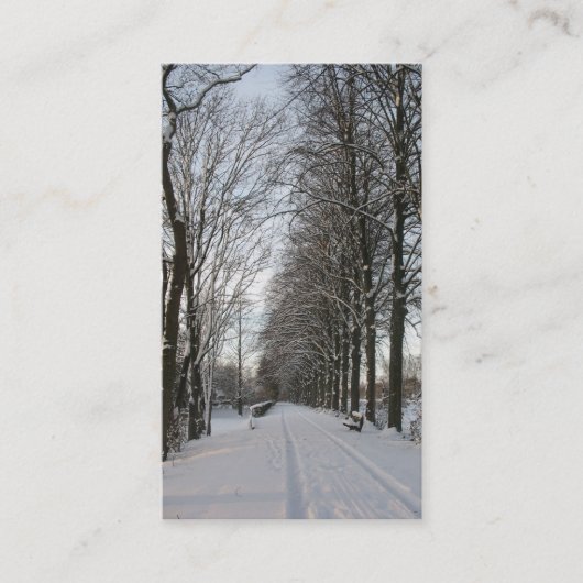 Land-Straße mit Bäumen und Schnee-Foto-Karte Visitenkarte (Vorderseite)