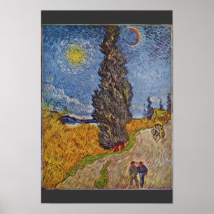 Land-Straße mit Zypressen durch Vincent van Gogh Poster