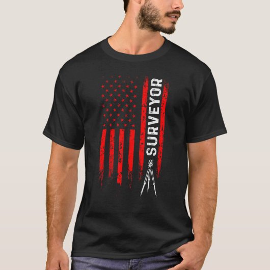 Land Surveying USA Flag  Surveyor 1 T-Shirt (Vorderseite)