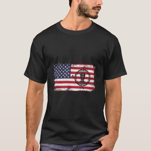Land Surveyor Patriotic Usa Flag T-Shirt (Vorderseite)