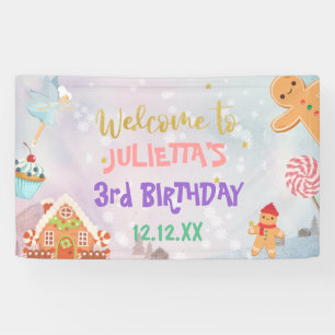 Land Sweet Sugar Plum Fairy Gingerbread Geburtstag Banner
