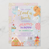 Land Sweet Sugar Plum Fairy Gingerbread Geburtstag Einladung (Vorne/Hinten)