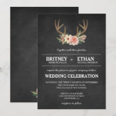 Land-Tafel-Rotwild-Geweih-Hochzeits-Einladungen Einladung (Vorne/Hinten)