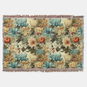 Land Teal-Kürbis-Blumen-Vintage Decke