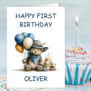 Land-Teddybär zum 1. Geburtstag Karte