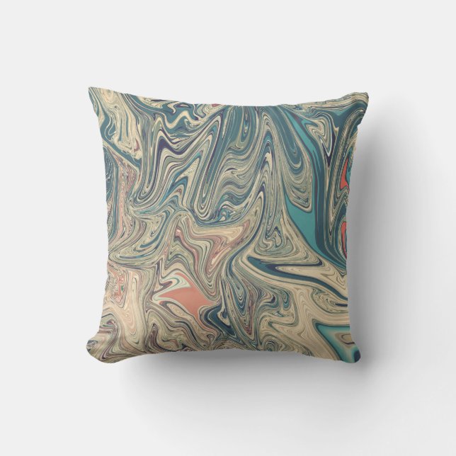 Land- und Flussgemälde | Beste farbige abstrakt Kissen (Vorderseite)