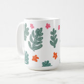 Land und Meer: doodle Muster Blume und Pflanze Kaffeetasse (Vorderseite Links)