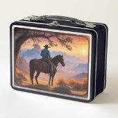 Land und Western Cowboy Pferd Metall Brotdose (Vorderseite)