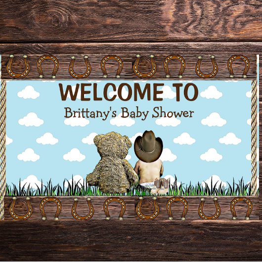 Land und Western Lil Cowboy & Teddy Bear Banner