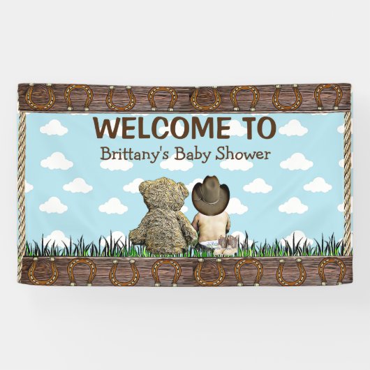 Land und Western Lil Cowboy & Teddy Bear Banner (Horizontal)