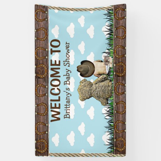 Land und Western Lil Cowboy & Teddy Bear Banner (Vertikal)