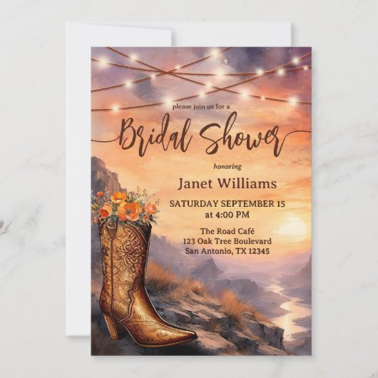 Land und Western Stiefel Brautparty Einladung (Vorderseite)