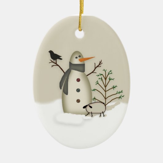Land-ursprüngliche Schneemann-Verzierung Keramik Ornament (Vorne)