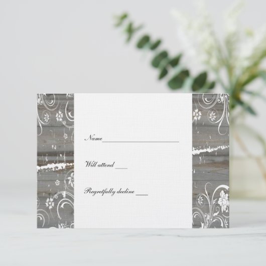 Land verblasst Holz-uAwg RSVP Karte (Stehend Vorderseite)