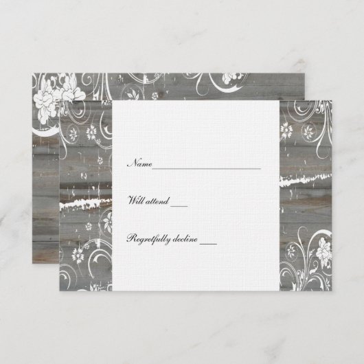 Land verblasst Holz-uAwg RSVP Karte (Vorne/Hinten)