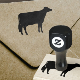 Land-Vieh der Holstein-Kuh-Silhouette- Gummistempel