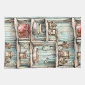 Land Vintage handgezeichnete rustikale Kunstwerke Geschirrtuch (Horizontal)