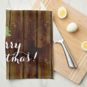 Land-Vintage hölzerne frohe Weihnachten Küchentuch (Viertel Falte)