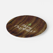 Land-Vintage hölzerne frohe Weihnachten Pappteller (Schrägansicht)