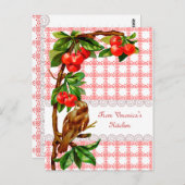 Land - Vintage Vogelgrippe und Kirschen - Postkarte (Vorne/Hinten)