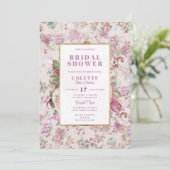 Land Vintages Rosa Brautparty Einladung (Stehend Vorderseite)