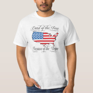 Land vom freien wegen der tapferen patriotischen T-Shirt