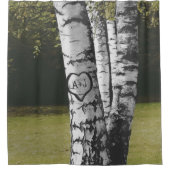 Land-Waldrustikaler geschnitzter Duschvorhang (Vorderseite)