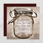 Land-Weckglas-rustikale quadratische Einladung (Vorne/Hinten)