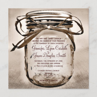 Land-Weckglas-rustikale quadratische Einladung