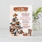 Land Weihnachten Western Einladung (Stehend Vorderseite)