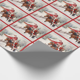 Land Weihnachten Western Santa on Horseback Geschenkpapier