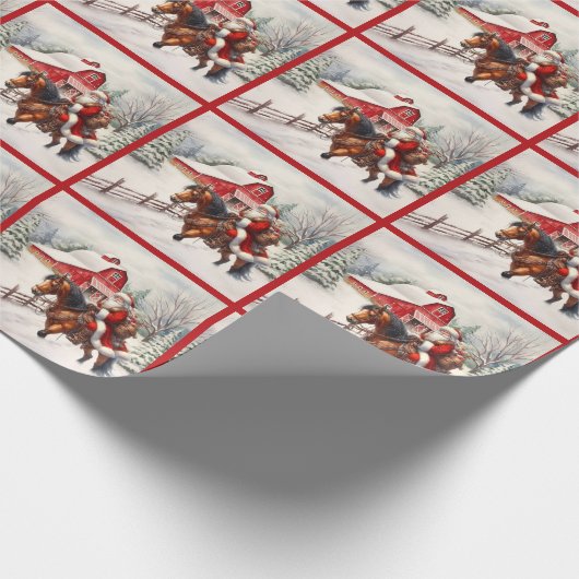 Land Weihnachten Western Santa on Horseback Geschenkpapier (Ecke)