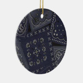 Land-WeihnachtsblauBandana Keramikornament (Rechts)