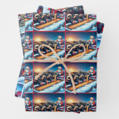 Land Weihnachtsmann Traktor und Fütternd Kühe Geschenkpapier Set (Beispiel)