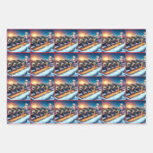 Land Weihnachtsmann Traktor und Fütternd Kühe Geschenkpapier Set (Vorderseite)