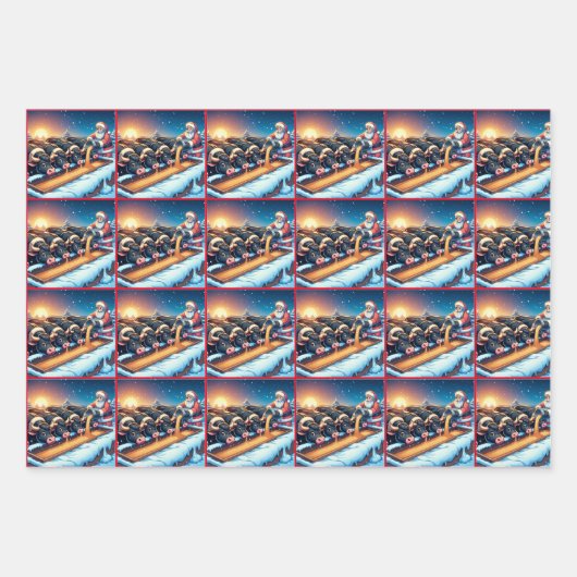 Land Weihnachtsmann Traktor und Fütternd Kühe Geschenkpapier Set (Vorderseite)