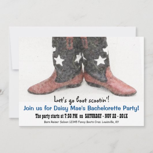 Land-Western-Amerikaner-Junggeselinnen-Abschied Einladung (Vorderseite)