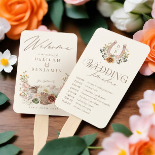 Land Western Boho Hochzeitstag Programm Fächer
