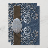 Land-Western-Denim-Silber-Schnallen-Hochzeit Einladung (Vorne/Hinten)