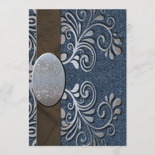 Land-Western-Denim-Silber-Schnallen-Hochzeit Einladung